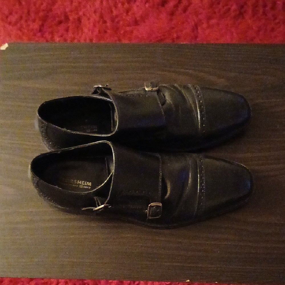 Black Leather Dress Shoes Monk Strap Size 11
